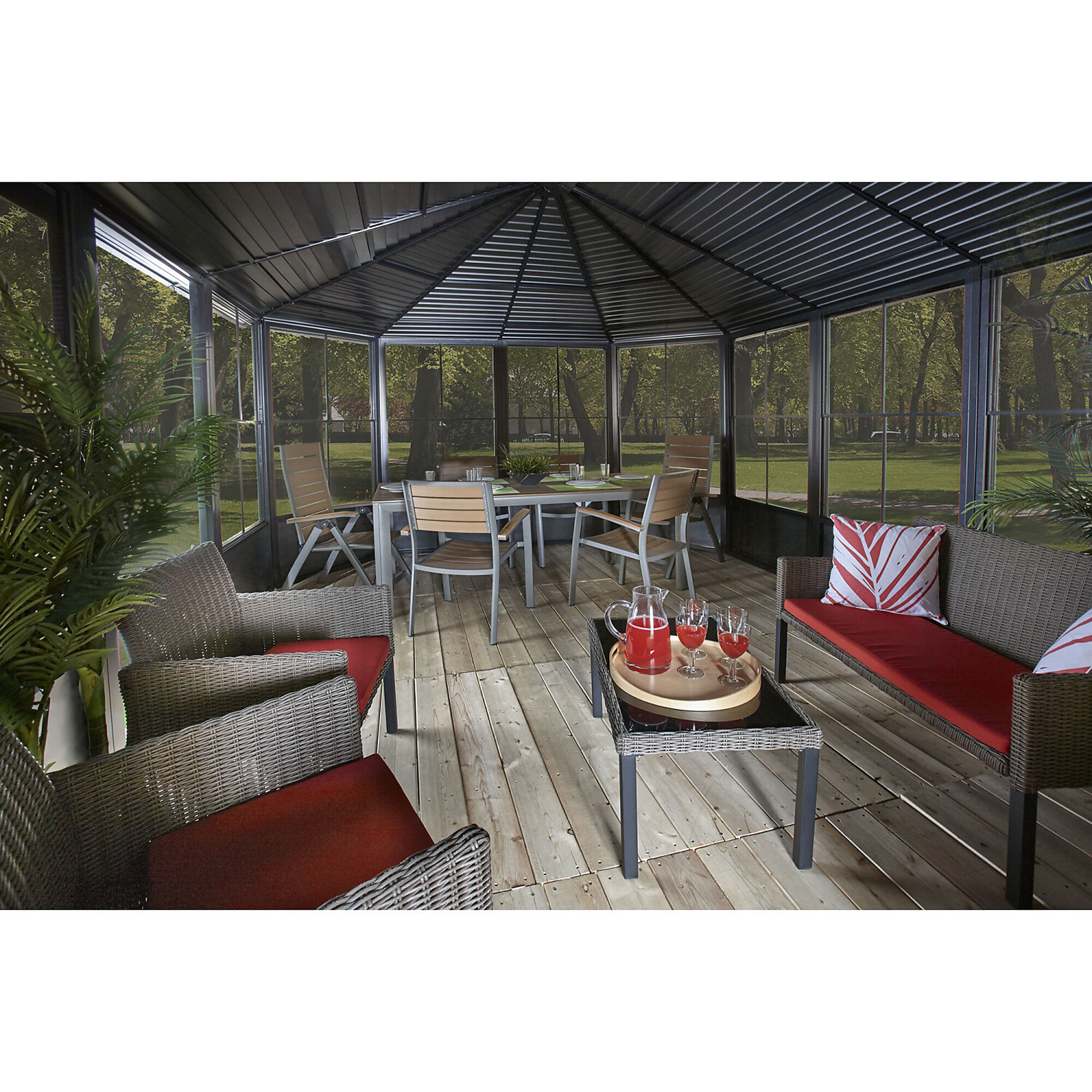 ShelterLogic CHARLESTON, Sojag Charleston 12ft. x 15ft. Solarium, Color Gray, Shape Rectangle, Frame Material Aluminum, Model# 445-9163001